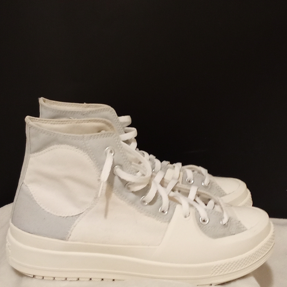 Converse Chuck Taylor All Star Construct High-Top Sneakers in White and Gray